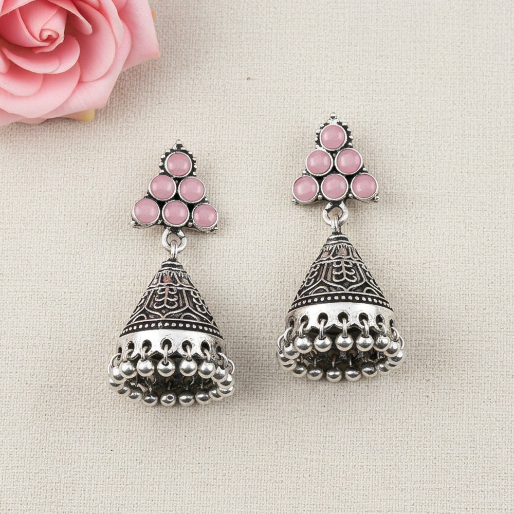 I-conical hanging Jhumki earrings (Baby Pink)