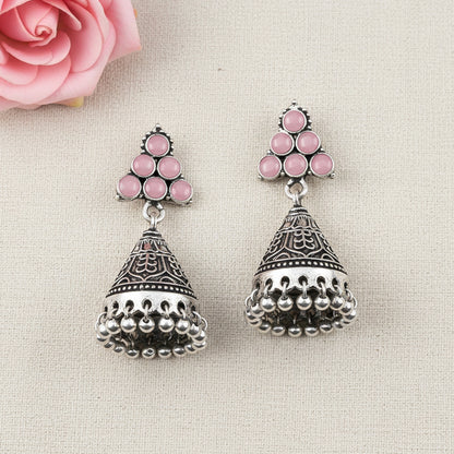 I-conical hanging Jhumki earrings (Baby Pink)