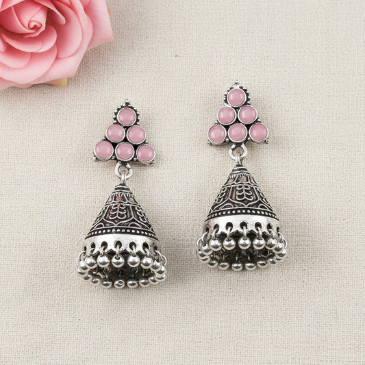 I-conical hanging Jhumki earrings (Baby Pink)