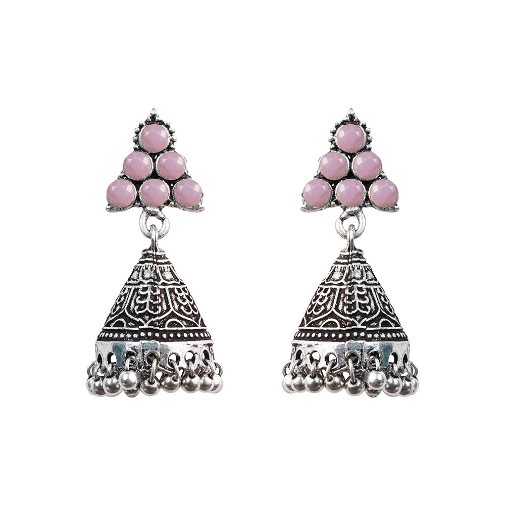 I-conical hanging Jhumki earrings (Baby Pink)
