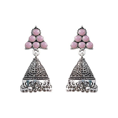 I-conical hanging Jhumki earrings (Baby Pink)