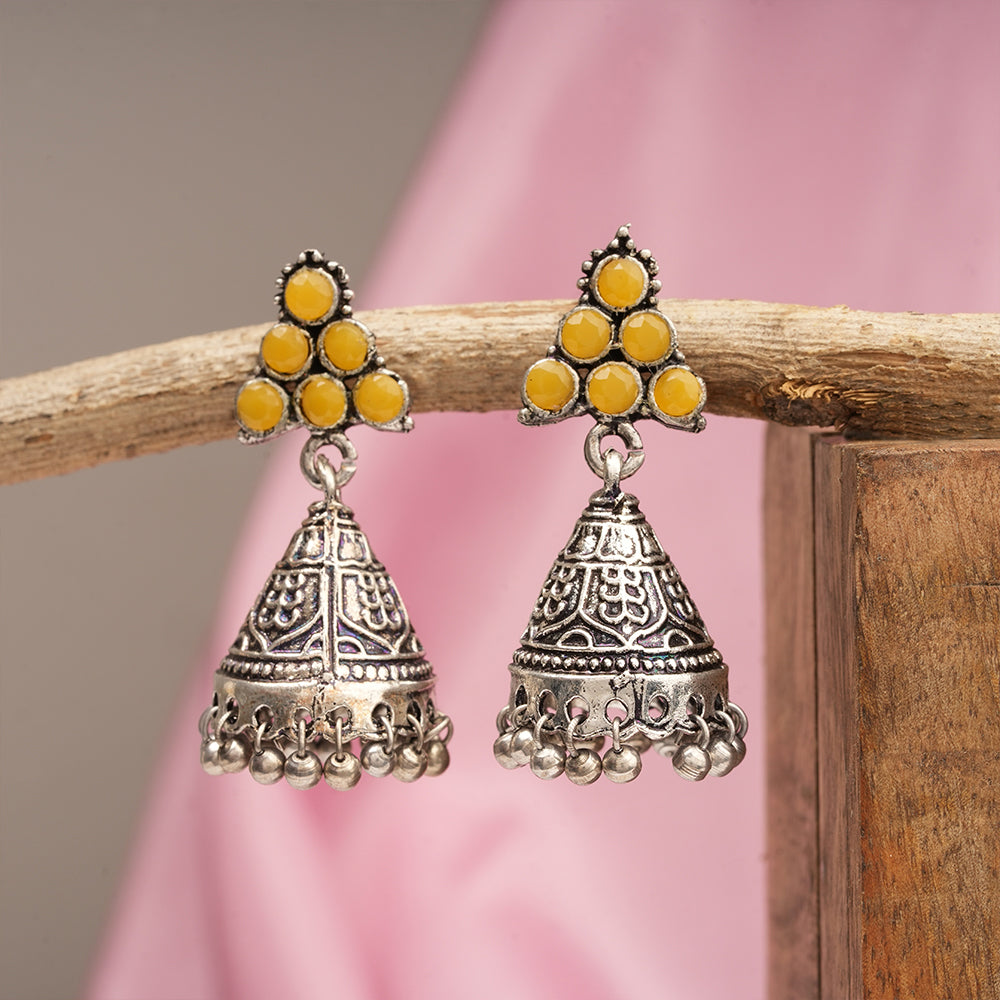 I-conical hanging Jhumki earrings (Yellow)