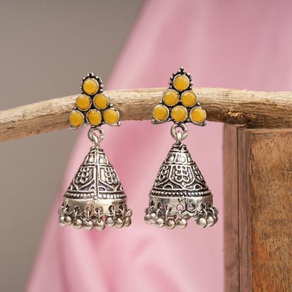 I-conical hanging Jhumki earrings (Yellow)