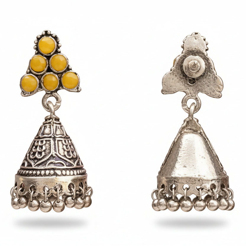 I-conical hanging Jhumki earrings (Yellow)