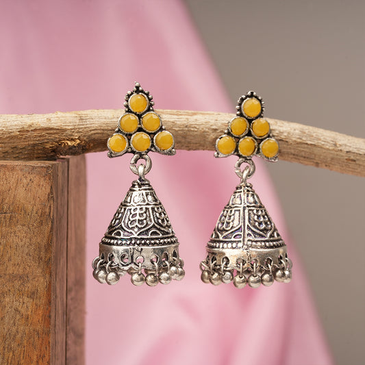 I-conical hanging Jhumki earrings (Yellow)