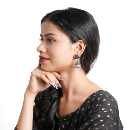 I-conical hanging Jhumki earrings (Black)
