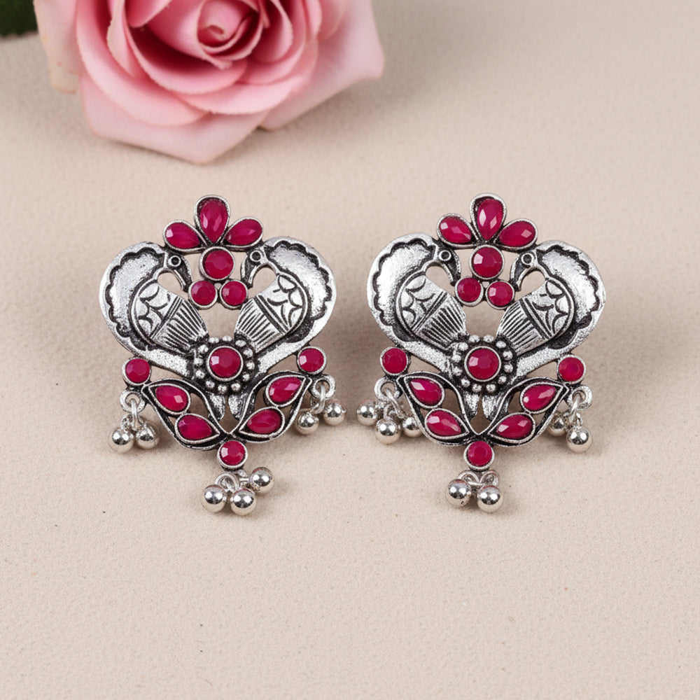 Bulbul Bling Party Studds earrings (Red)