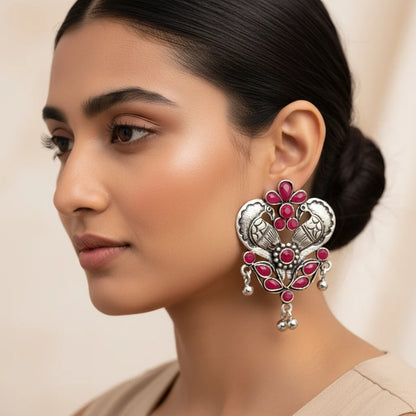 Kalash Kamal earring  Bulbul Bling Party Studds earrings (Red) Combo set