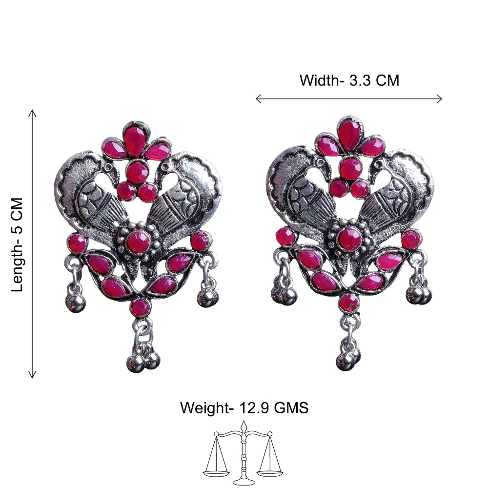 Kalash Kamal earring  Bulbul Bling Party Studds earrings (Red) Combo set