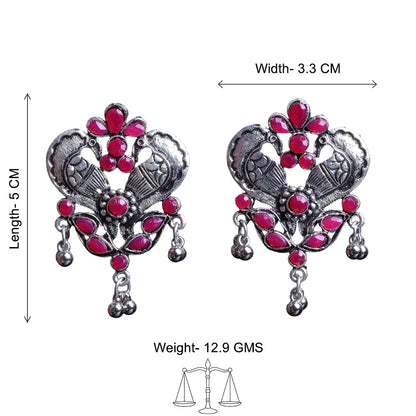 Kalash Kamal earring  Bulbul Bling Party Studds earrings (Red) Combo set