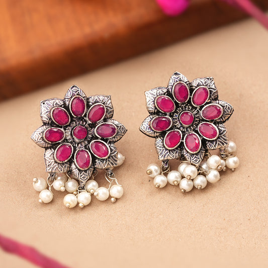 Jugni vibrant stud earrings (Red)