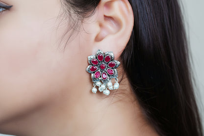 StylishKudi Oxidised Silver Earrings&Chandbali Earrings ComboSet for Women&girl