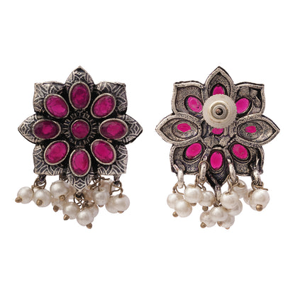 Jugni vibrant stud earrings (Red)