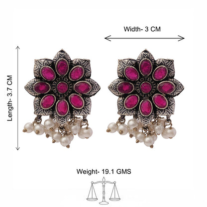 Jugni vibrant stud earrings (Red)