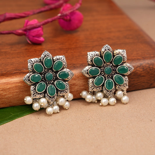 Jugni vibrant stud earrings (Green)