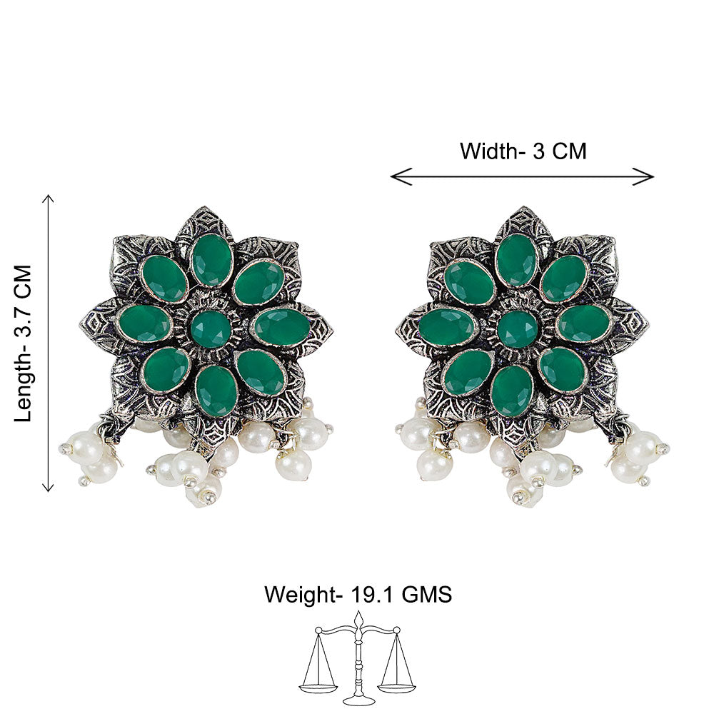 Jugni vibrant stud earrings (Green)