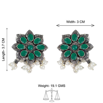 Jugni vibrant stud earrings (Green)