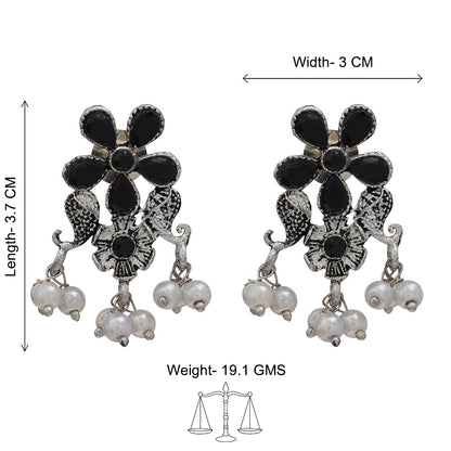 Floral Drop stud earrings (Black)