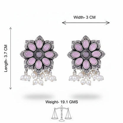 Jugni vibrant stud earrings (Baby Pink)