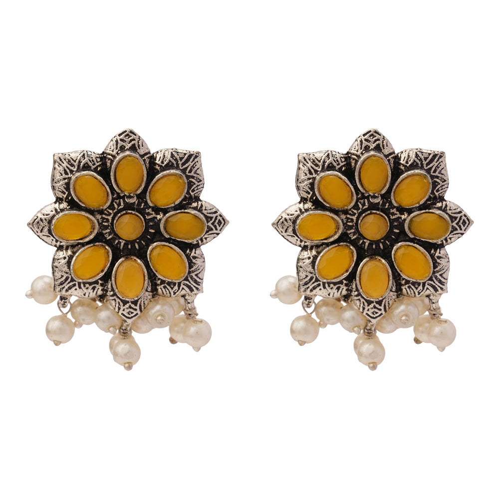 Jugni vibrant stud earrings (Yellow)