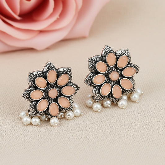 Jugni vibrant stud earrings (Light Orange)