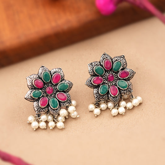 Jugni vibrant stud earrings (Multicolored)