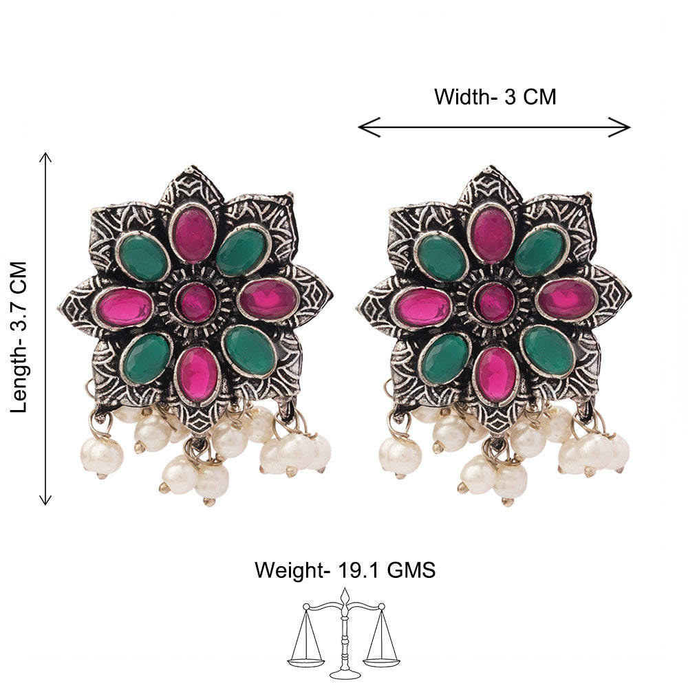 Jugni vibrant stud earrings (Multicolored)