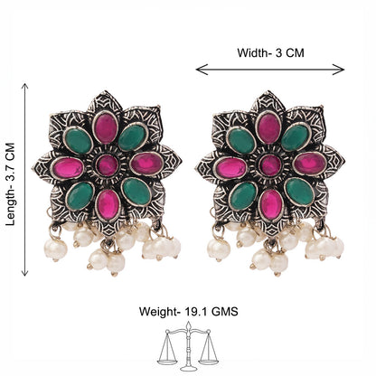 Jugni vibrant stud earrings (Multicolored)