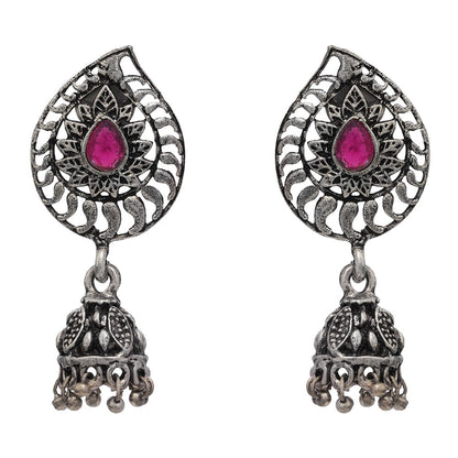Rain Drop Rani Hanging Jhumki Earrings (Red)