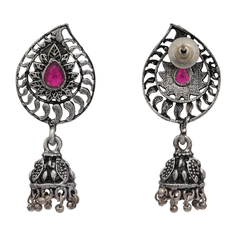 Rain Drop Rani Hanging Jhumki Earrings (Red)