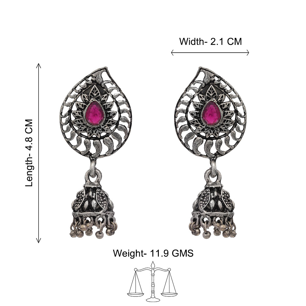 Rain Drop Rani Hanging Jhumki Earrings (Red)