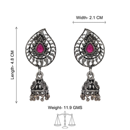 Rain Drop Rani Hanging Jhumki Earrings (Red)