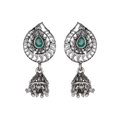 Rain Drop Rani Hanging Jhumki Earrings (Green)