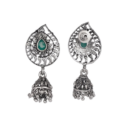 Rain Drop Rani Hanging Jhumki Earrings (Green)