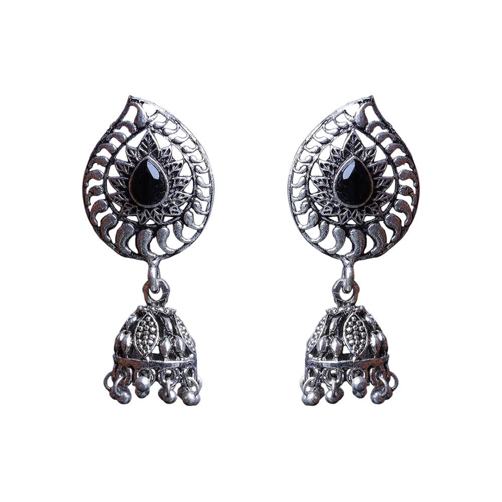 Rain Drop Rani Hanging Jhumki Earrings (Black)