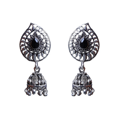 Rain Drop Rani Hanging Jhumki Earrings (Black)