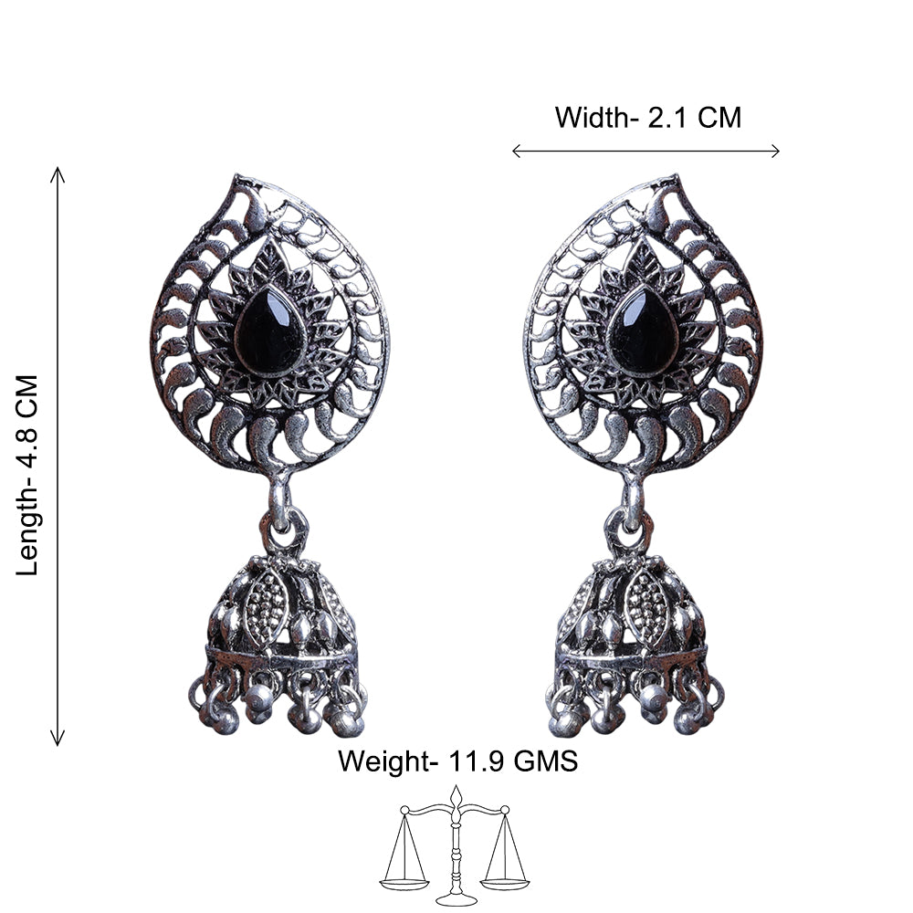 Rain Drop Rani Hanging Jhumki Earrings (Black)