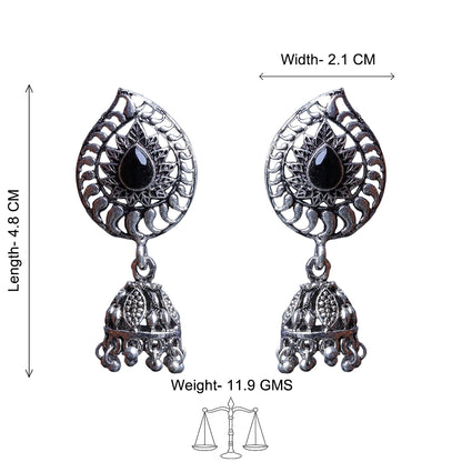 Rain Drop Rani Hanging Jhumki Earrings (Black)