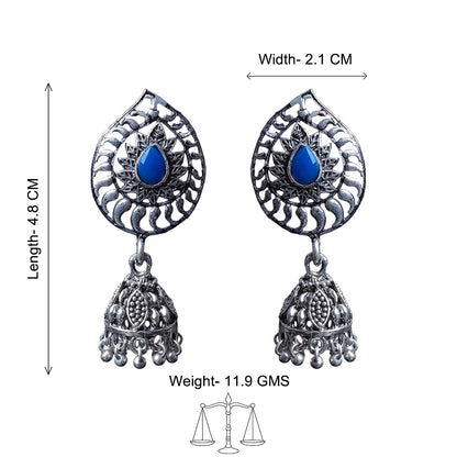 Rain Drop Rani Hanging Jhumki Earrings (Blue)