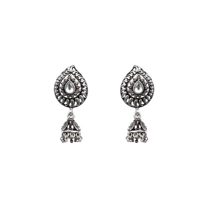 Rain Drop Rani Hanging Jhumki Earrings (White)