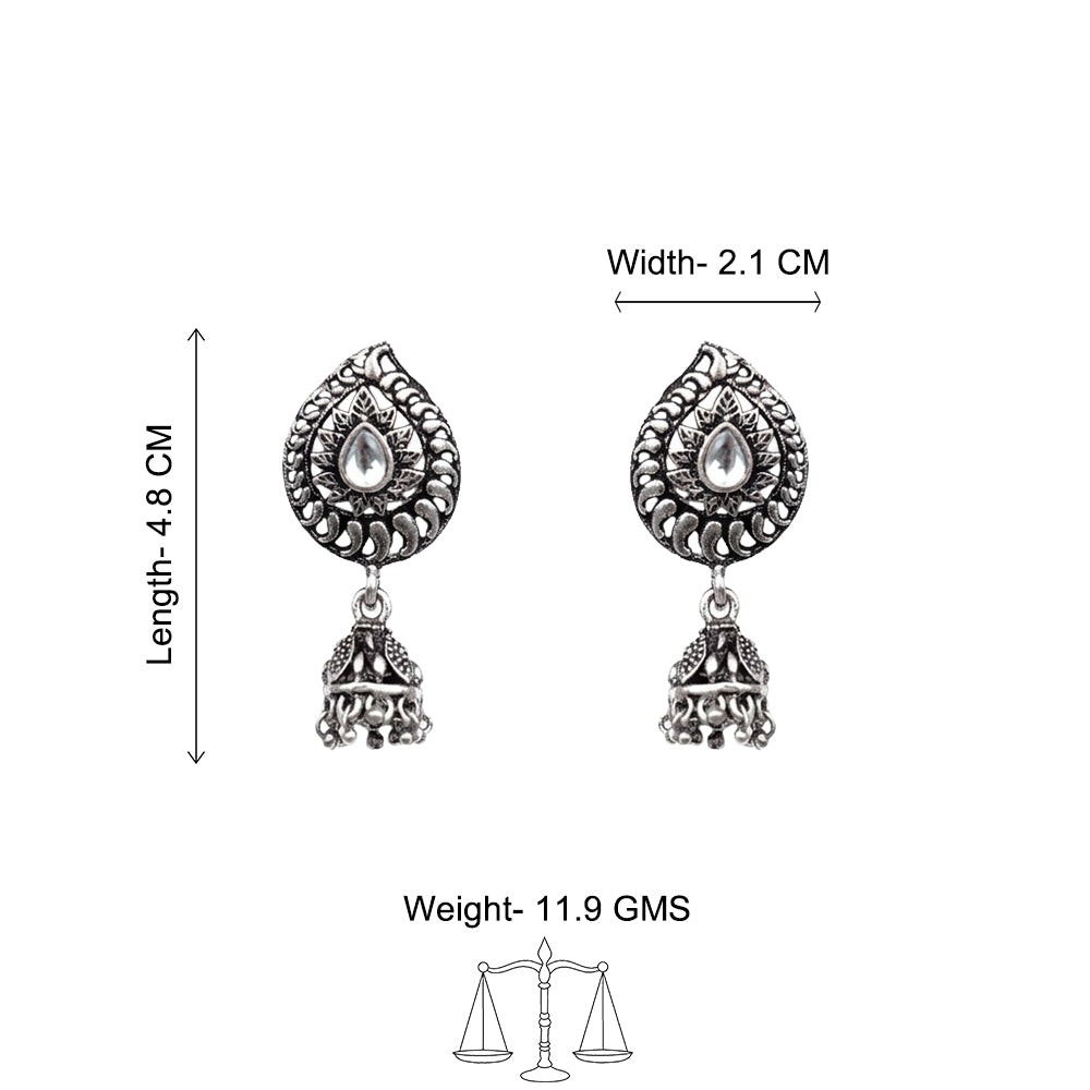 Rain Drop Rani Hanging Jhumki Earrings (White)