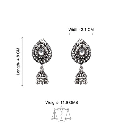 Rain Drop Rani Hanging Jhumki Earrings (White)