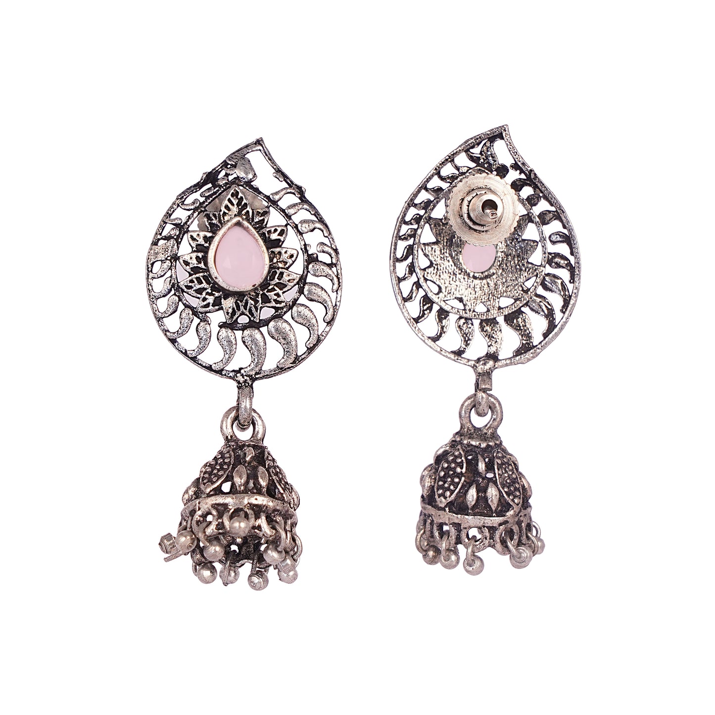 Rain Drop Rani Hanging Jhumki Earrings (Baby Pink)