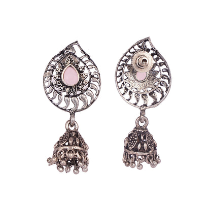 Rain Drop Rani Hanging Jhumki Earrings (Baby Pink)