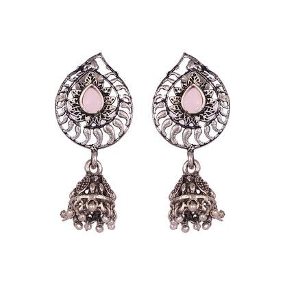Rain Drop Rani Hanging Jhumki Earrings (Baby Pink)