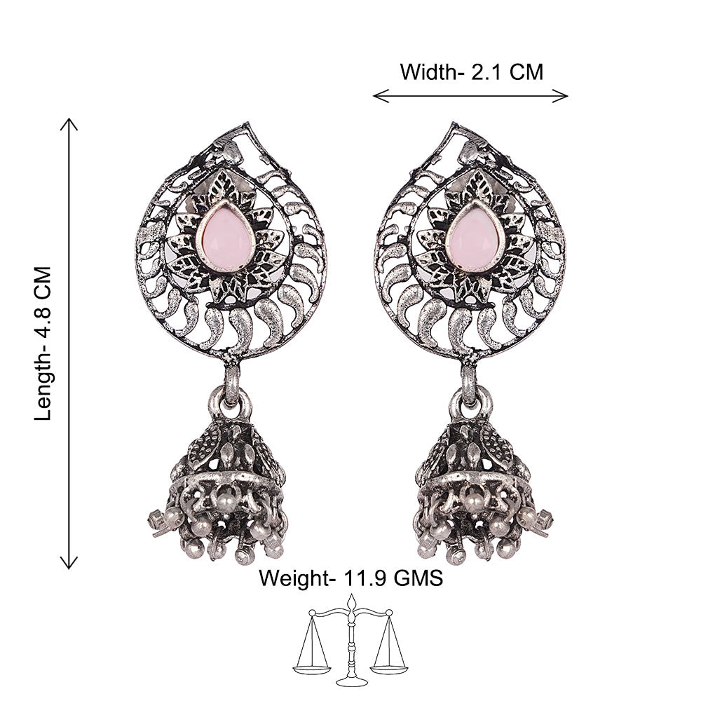 Rain Drop Rani Hanging Jhumki Earrings (Baby Pink)