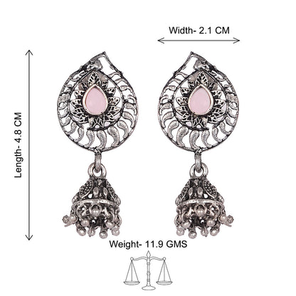 Rain Drop Rani Hanging Jhumki Earrings (Baby Pink)