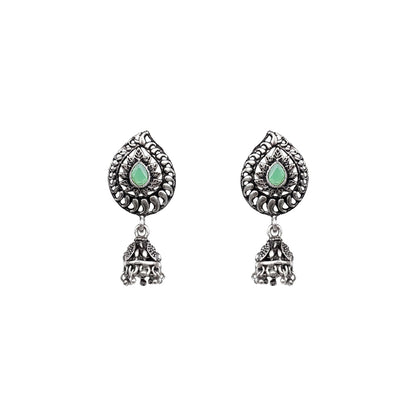 Rain Drop Rani Hanging Jhumki Earrings (Pista)