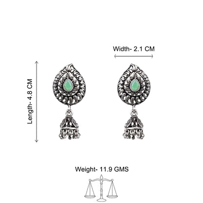 Rain Drop Rani Hanging Jhumki Earrings (Pista)