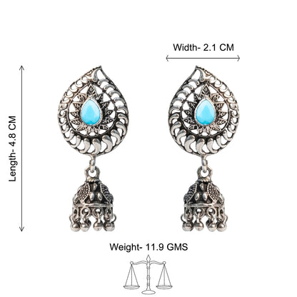 Rain Drop Rani Hanging Jhumki Earrings (Sky Blue)